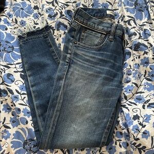 Moussy Vintage Skinny Jeans Blue Denim Raw Hem Size 24 Japanese Premium Denim